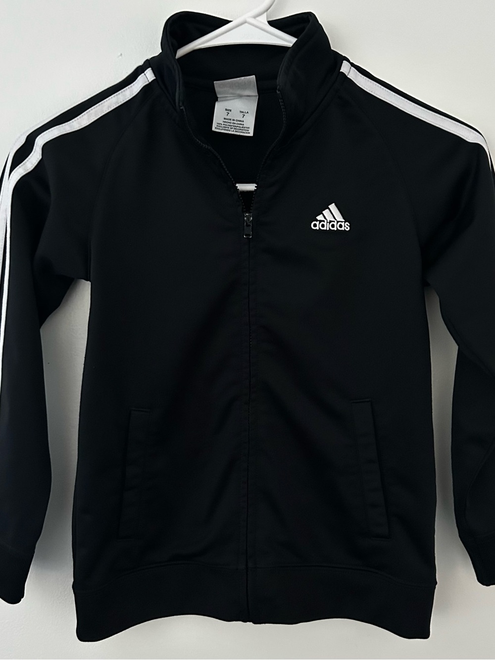 adidas Black Track Jacket with White Stripes